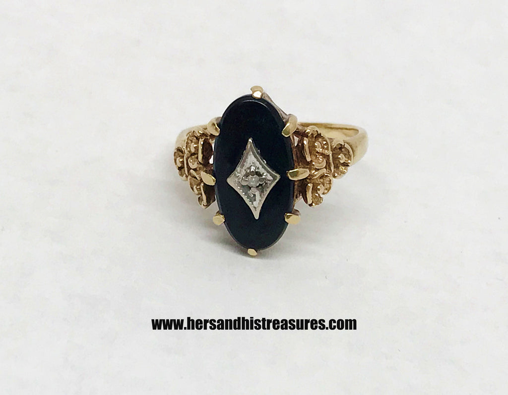 Antique Art Nouveau 14k Gold Onyx Ring – Leviticus Jewelry