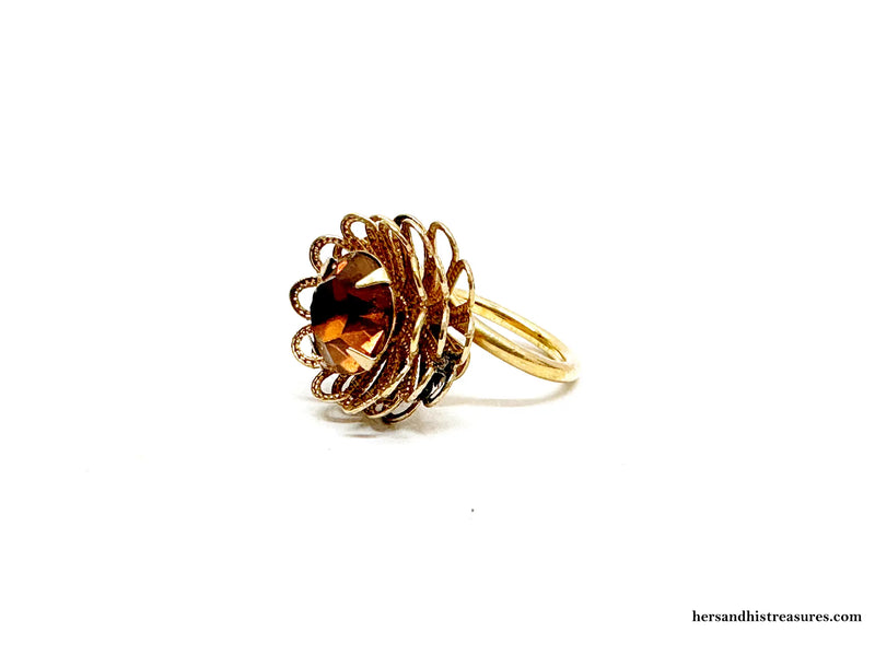 1970 Sarah Coventry Marigold Gold Tone Adjustable Ring - Hers and His Treasures