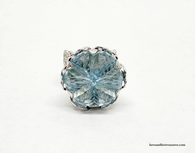 1973 Sarah Coventry Blue Lace Adjustable Filigree Ring - Hers and His Treasures