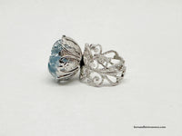 1973 Sarah Coventry Blue Lace Adjustable Filigree Ring - Hers and His Treasures