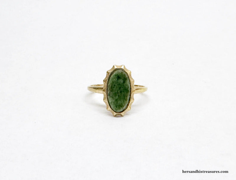 1973 Sarah Coventry Genuine Jade Gold Filled Ring - Hers and His Treasures