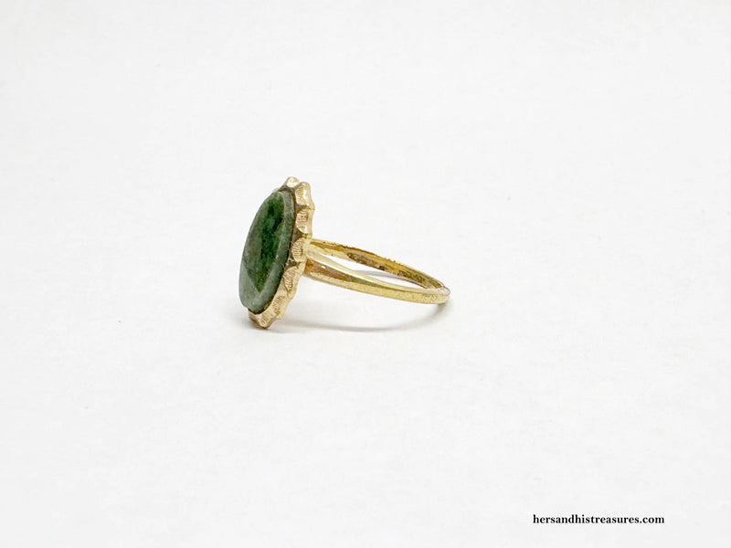 1973 Sarah Coventry Genuine Jade Gold Filled Ring - Hers and His Treasures