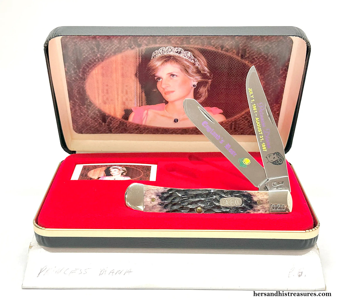 1997 Case XX 6254 Princess Diana Purple Bone Trapper Pocket Knife - Hers and His Treasures