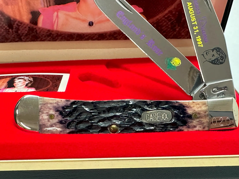 1997 Case XX 6254 Princess Diana Purple Bone Trapper Pocket Knife - Hers and His Treasures