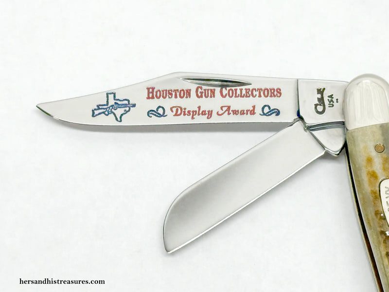 1998 Case XX 6347 Green Bone Medium Stockman Pocket Knife-Hers and His Treasures