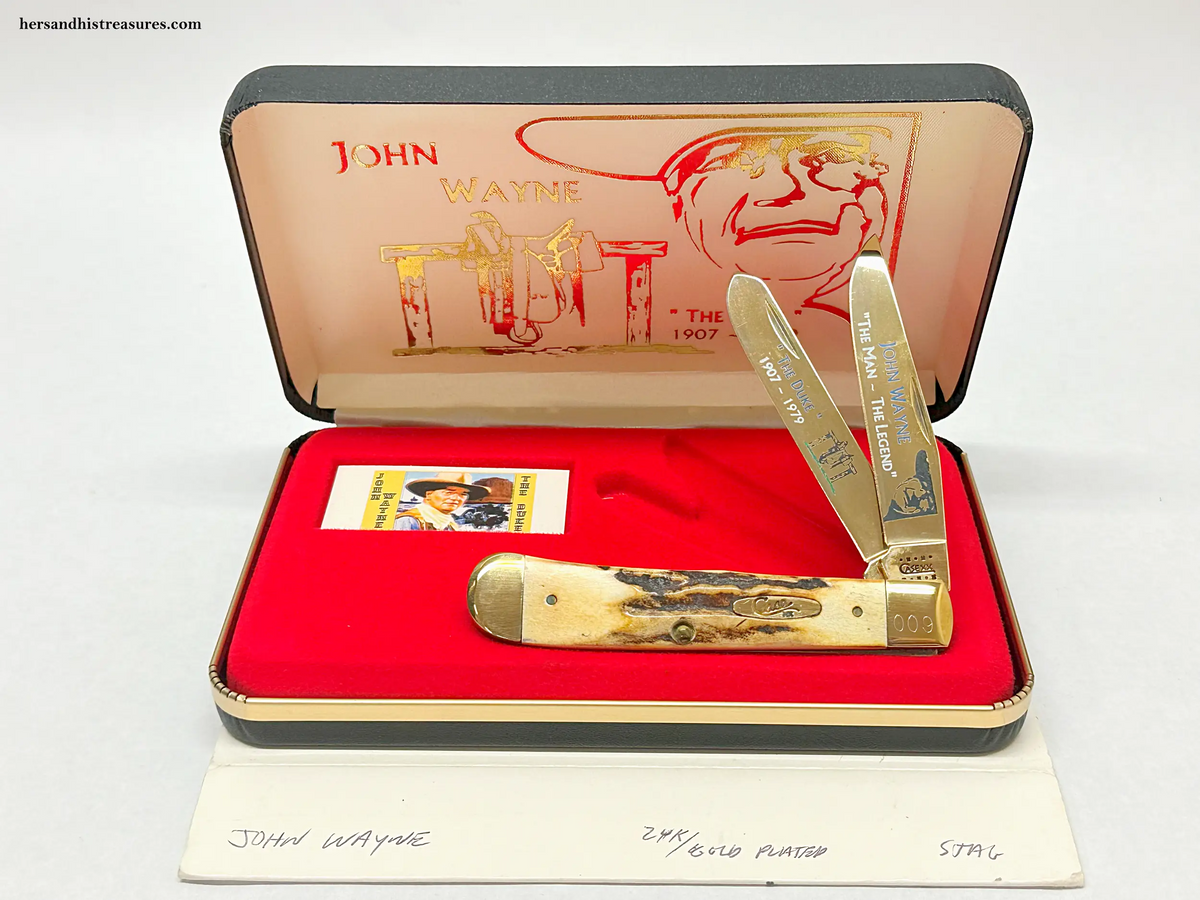 2000 Case XX 5254 John Wayne The Duke Stag Trapper Pocket Knife - Hers and His Treasures