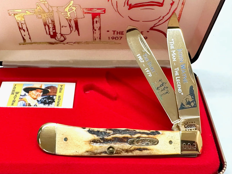 2000 Case XX 5254 John Wayne The Duke Stag Trapper Pocket Knife - Hers and His Treasures