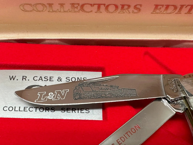 2001 Case XX 6254 L&N Railroad Black Bone Trapper Pocket Knife - Hers and His Treasures