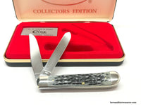 2001 Case XX 6254 L&N Railroad Black Bone Trapper Pocket Knife - Hers and His Treasures