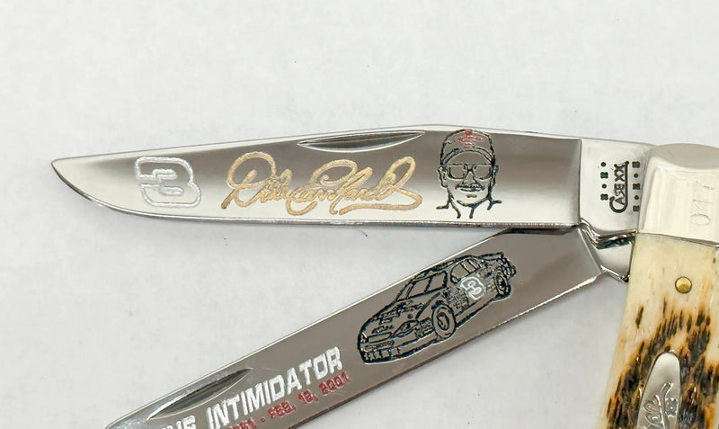 2001 Case XX 6254 Dale Earnhardt Amber Bone Trapper Pocket Knife - Hers and His Treasures