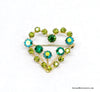 Austrian Green Crystal Rhinestone Heart Brooch Pin - Hers and His Treasures