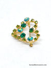 Austrian Green Crystal Rhinestone Heart Brooch Pin - Hers and His Treasures