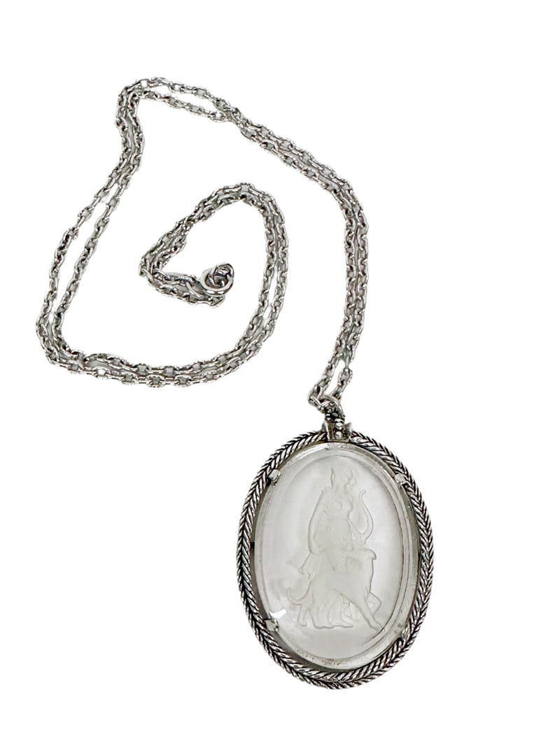 Vintage Avon Goddess Diana Intaglio Pendant Necklace - Hers and His Treasures