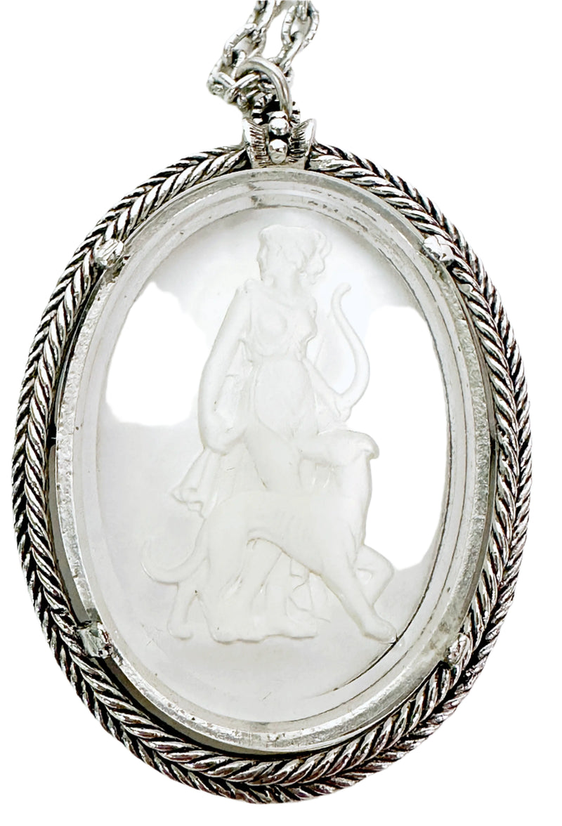 Vintage Avon Goddess Diana Intaglio Pendant Necklace - Hers and His Treasures