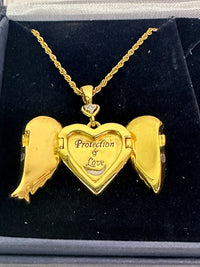 Guardian Angel Embrace Diamond and Crystal Locket Necklace - Hers and His Treasures