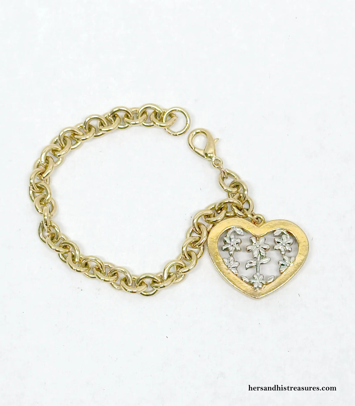 Vintage Danecraft Heart Chainlink Bracelet | USA - Hers and His Treasures