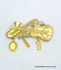 Vintage Danecraft Musical Instruments Brooch Pin | USA - Hers and His Treasures