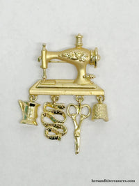 Vintage Danecraft Sewing Machine Brooch Pin | USA - Hers and His Treasures