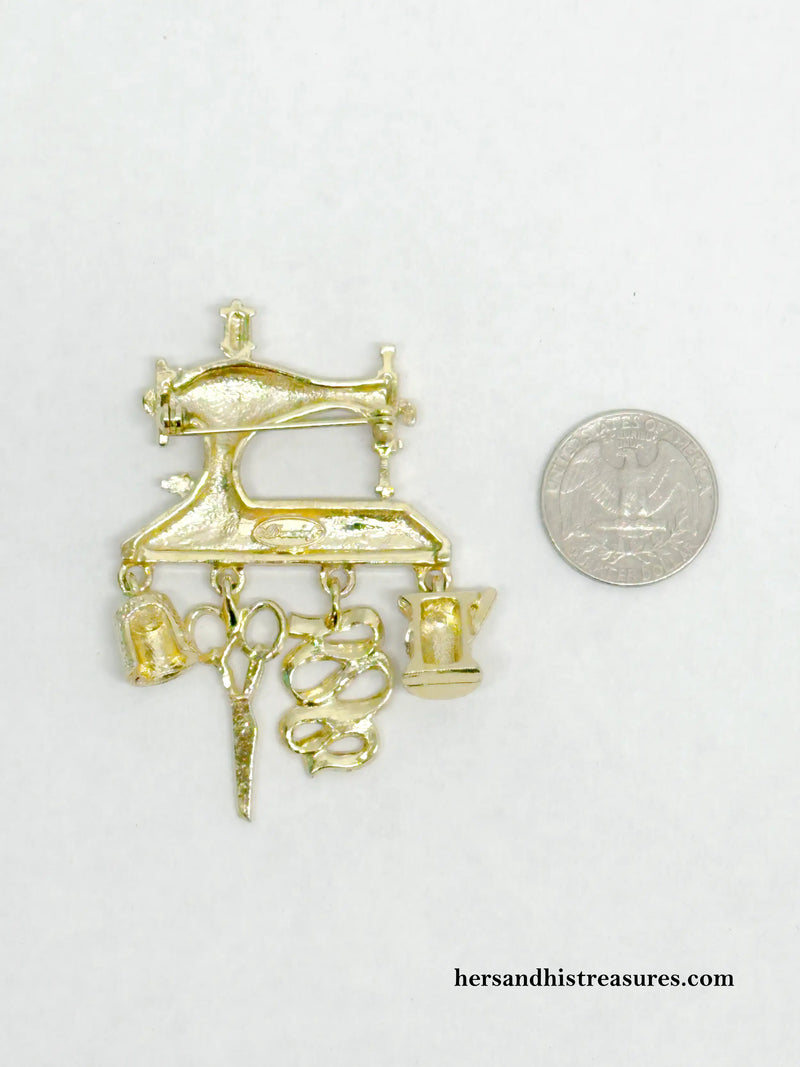 Vintage Danecraft Sewing Machine Brooch Pin | USA - Hers and His Treasures