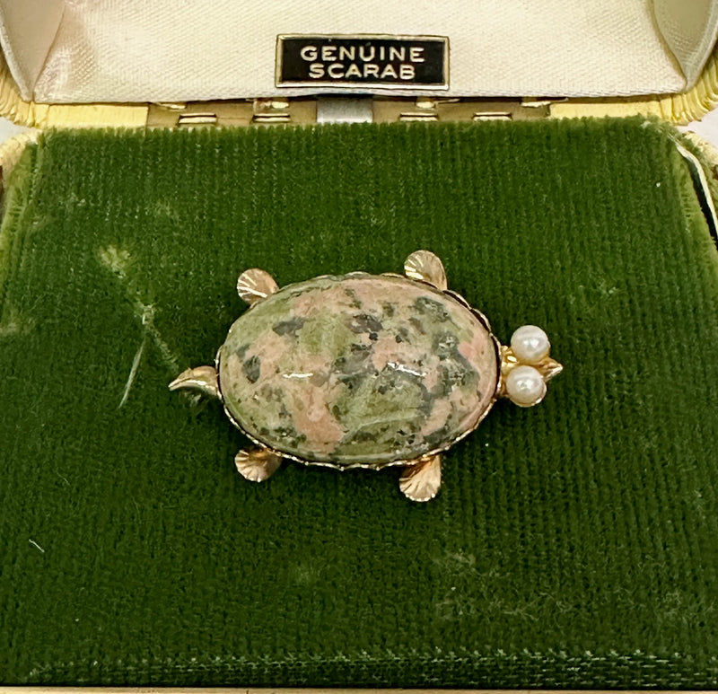 Vintage DeCurtis 14KGF Scarab Turtle Brooch Pin - Hers and His Treasures