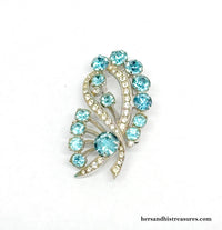 Eisenberg Blue and Clear Rhinestone Ribbon Brooch - Hers and His Treasures