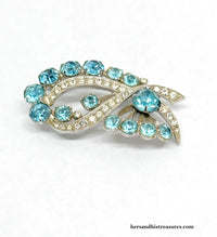 Eisenberg Blue and Clear Rhinestone Ribbon Brooch - Hers and His Treasures