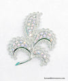 Emmons Aurora Borealis Rhinestone Leaf Brooch Pin | USA - Hers and His Treasures