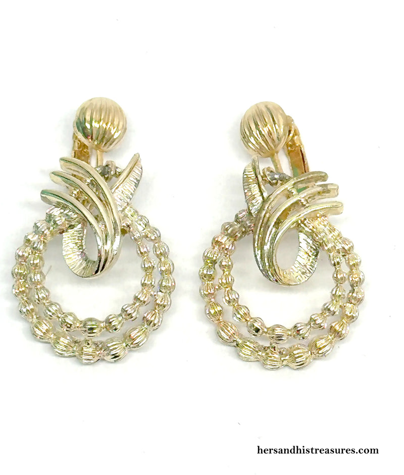 Emmons Gold Tone Dangle Clip-On Earrings | USA - Hers and His Treasures