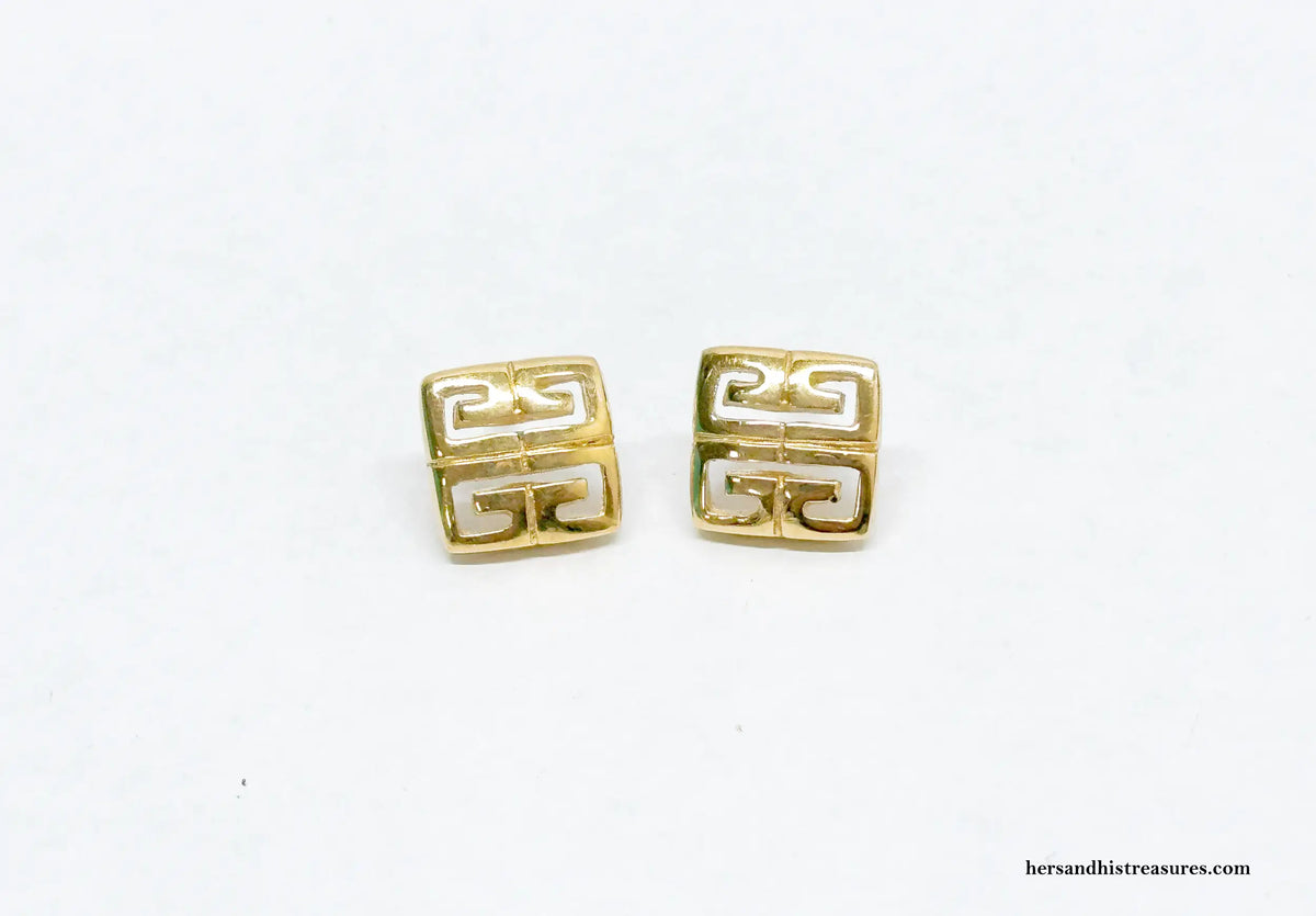 Vintage Givenchy Paris NY Logo Design Earrings - Hers and His Treasures