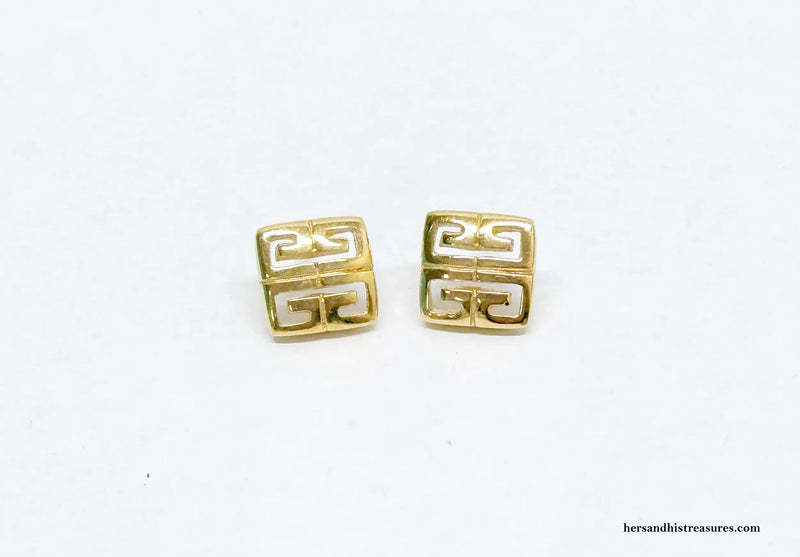 Vintage Givenchy Paris NY Logo Design Earrings - Hers and His Treasures