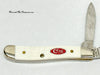 2014 Case XX 6220 White Delrin with Red Case Shield Peanut Pocket Knife - Hers and His Treasures