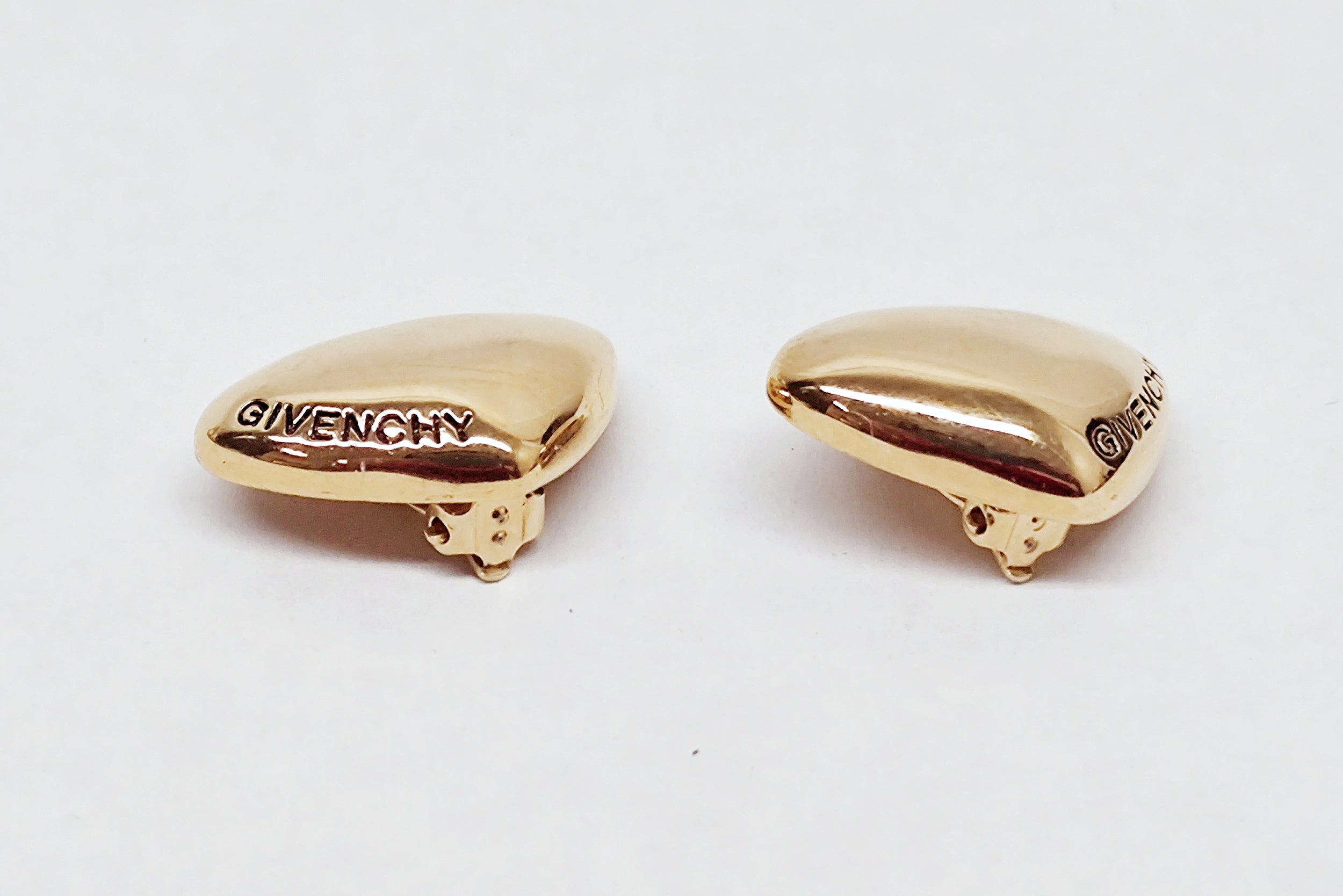 Givenchy Logo Gold Tone Clip-On Earrings Paris- New York