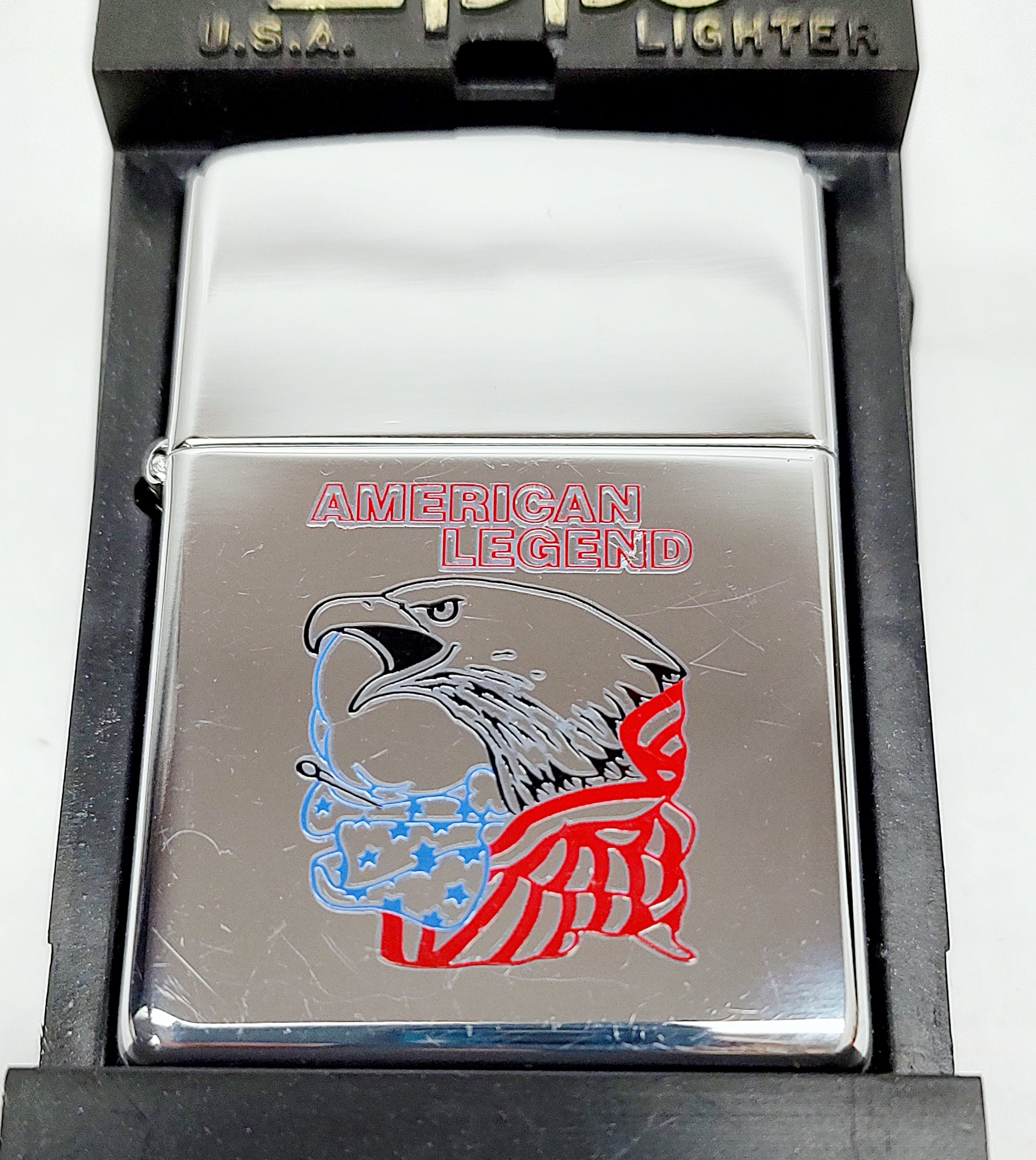 New 2001 American Legend Eagle High Polished Chrome Zippo Lighter