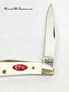 2014 Case XX 6220 White Delrin with Red Case Shield Peanut Pocket Knife - Hers and His Treasures