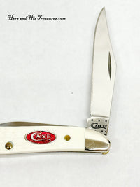 2014 Case XX 6220 White Delrin with Red Case Shield Peanut Pocket Knife - Hers and His Treasures