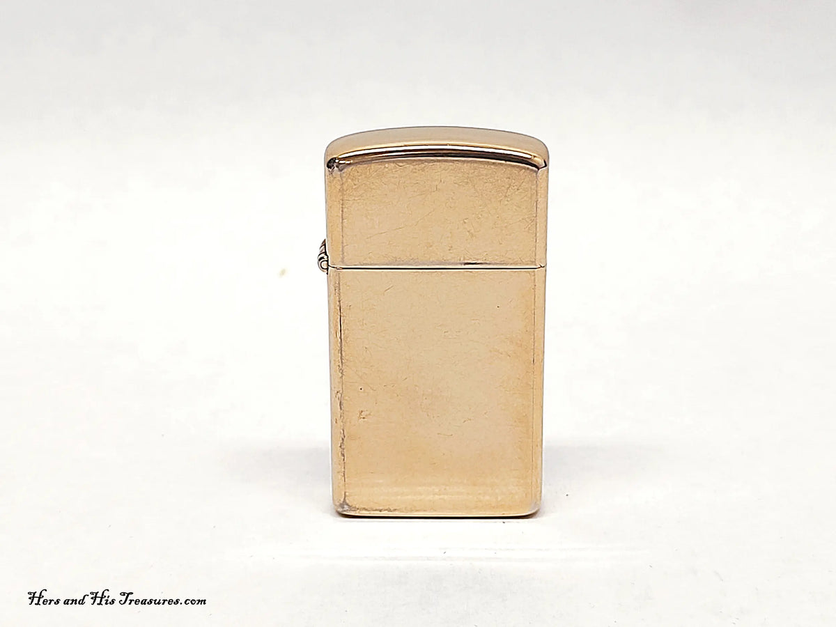 Vintage 1982 Brass Slim Zippo Lighter - Hers and His Treasures