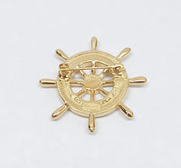 Vintage Crown Trifari Ship Helm Wheel Enamel Brooch Pin | USA - Hers and His Treasures