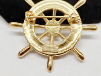 Vintage Crown Trifari Ship Helm Wheel Enamel Brooch Pin | USA - Hers and His Treasures