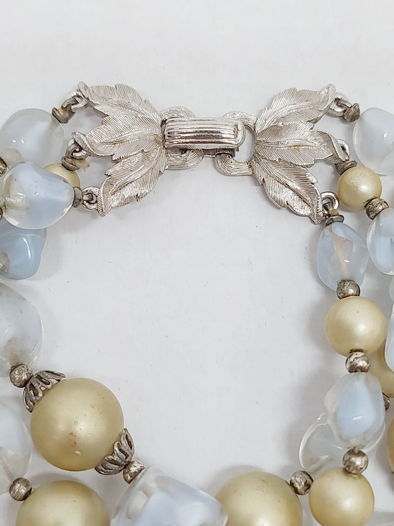 Crown Trifari Silver Tone Multi-Strand Beaded Bracelet | USA - Hers and His Treasures