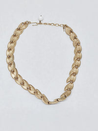 Trifari White Enamel Gold Tone Chevron Leaf Necklace - Hers and His Treasures