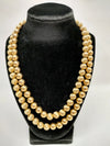 Monet Brushed and Smooth Gold Tone Double Strand Beaded Necklace - Hers and His Treasures