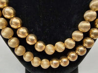 Monet Brushed and Smooth Gold Tone Double Strand Beaded Necklace - Hers and His Treasures