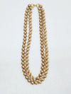 Monet Brushed and Smooth Gold Tone Double Strand Beaded Necklace - Hers and His Treasures