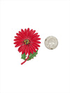 Vintage Red Enamel Daisy Flower Brooch Pin - Hers and His Treasures