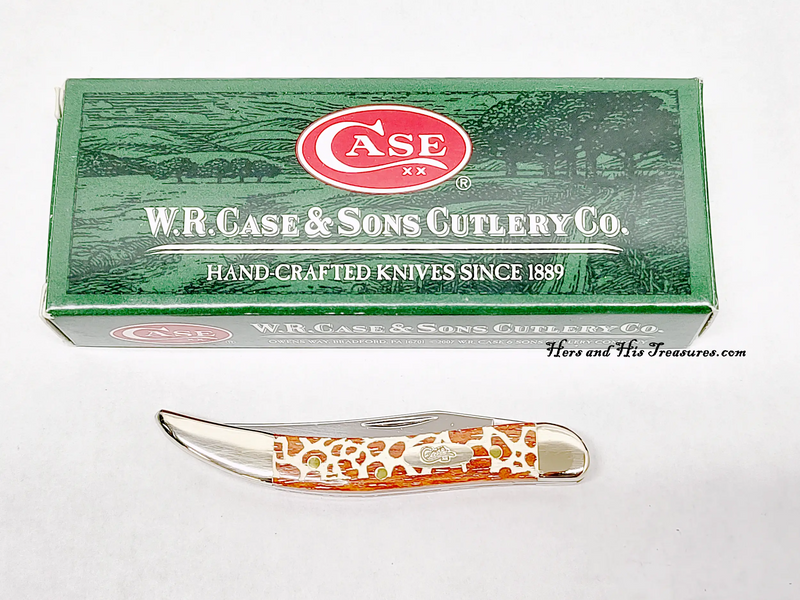 New 2008 Case XX 610096 Giraffe Print Bone Tiny Toothpick Pocket Knife