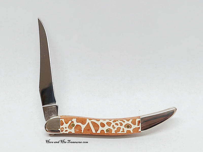 New 2008 Case XX 610096 Giraffe Print Bone Tiny Toothpick Pocket Knife