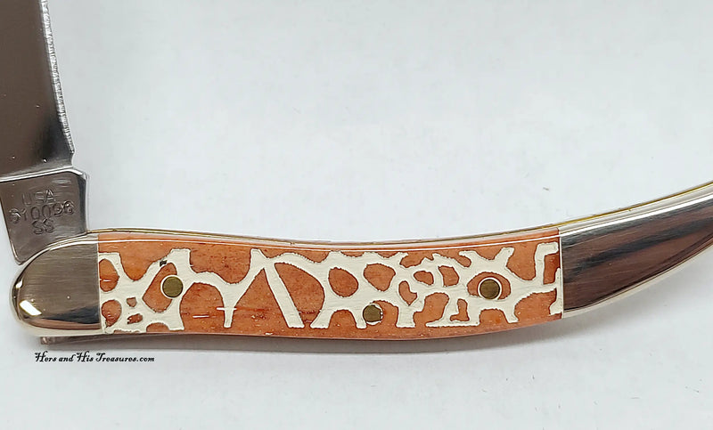 New 2008 Case XX 610096 Giraffe Print Bone Tiny Toothpick Pocket Knife