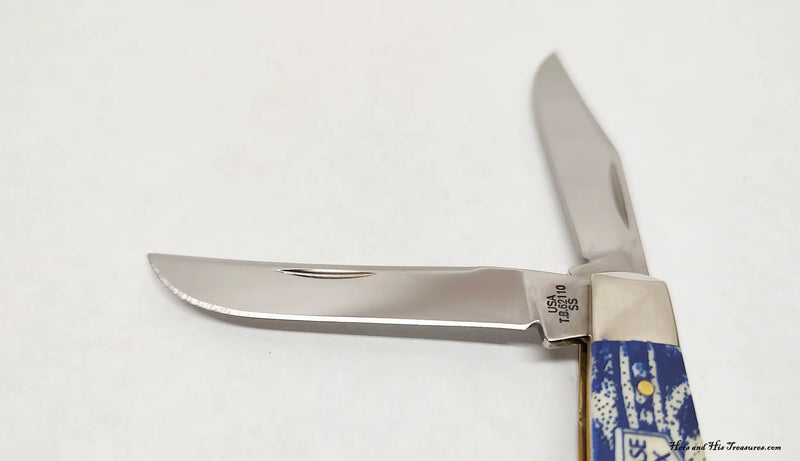 2008 Case XX TB62110 Blue Jean Pattern Natural Bone Saddlehorn Pocket Knife