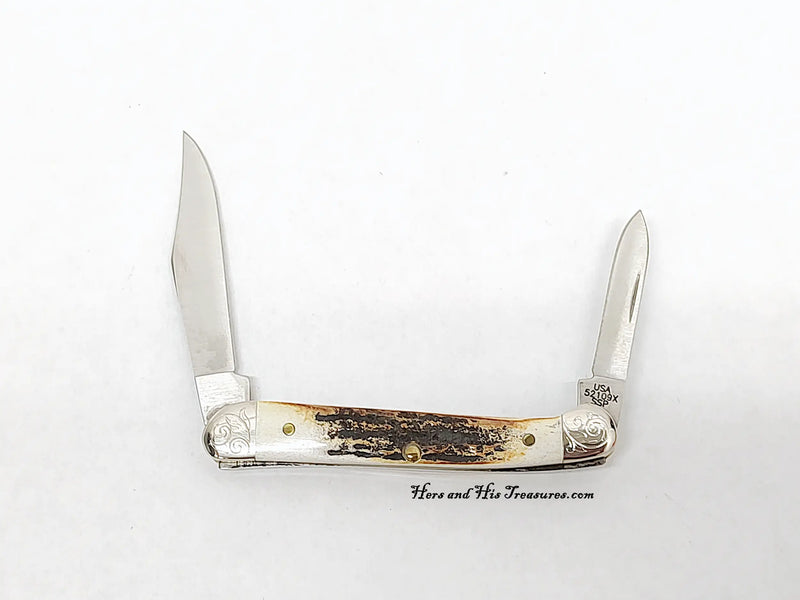 2007 Case XX 52109X Stag Baby Copperhead Pocket Knife with Scrolled Bolsters