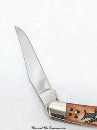 2008 Case XX Appaloosa Chestnut Bone Deer Tracks Muskrat Pocket Knife